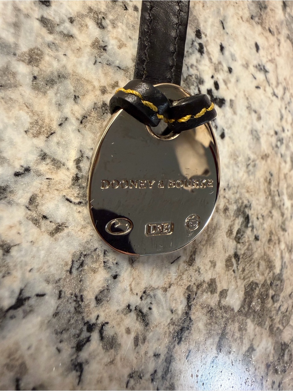 Dooney and Bourke Black Leather Keychain Bag Charm Blue Duck 🦆 Silver Color - Picture 4 of 5